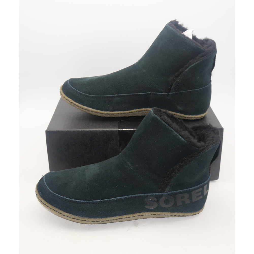 NEW Sorel Women's 10 Nakiska Boots Black Suede Faux Sherpa Lined Bootie Casual